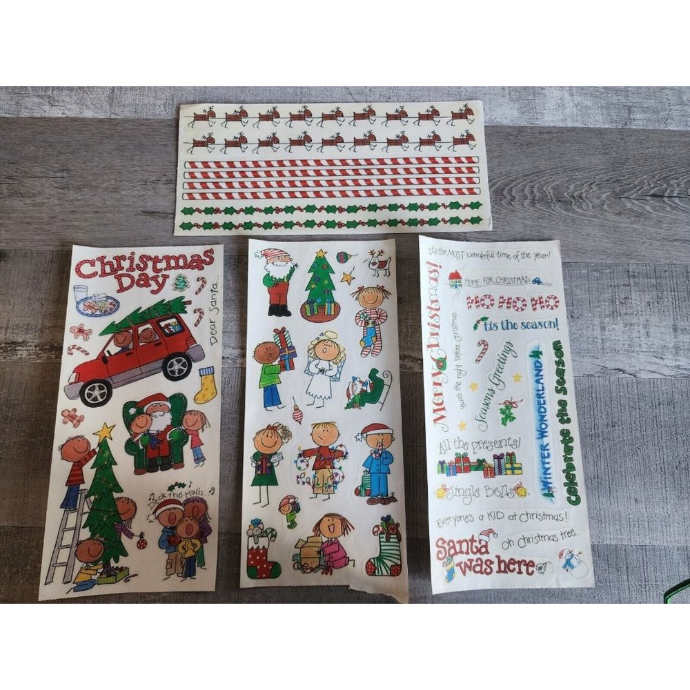 Jumbo Sticker Sheets - MAMBI Christmas Kids Santa + Scrapbooking NEW Retired #39